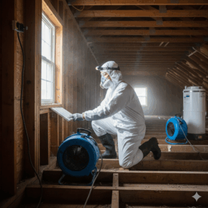 Removing attic mold - Santee CA - Gold Coast Flood Restorations