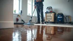 4S Ranch water damage restoration technician using professional equipment in San Diego home